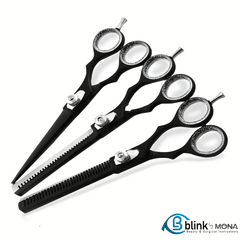 Black Barber Double Thinning Scissors 6.0"