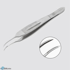 Castroviejo Suture Forceps Micro Suturing Tweezers Curved with Grooved