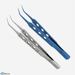 Angled Ophthalmic Suture Tying Forceps Surgical Instrument 1*2 Tooth with Three-hole