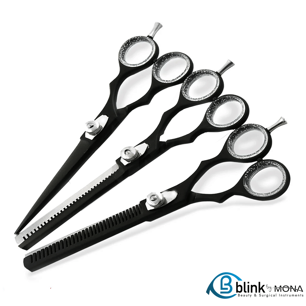 Black Barber Double Thinning Scissors 6.0"