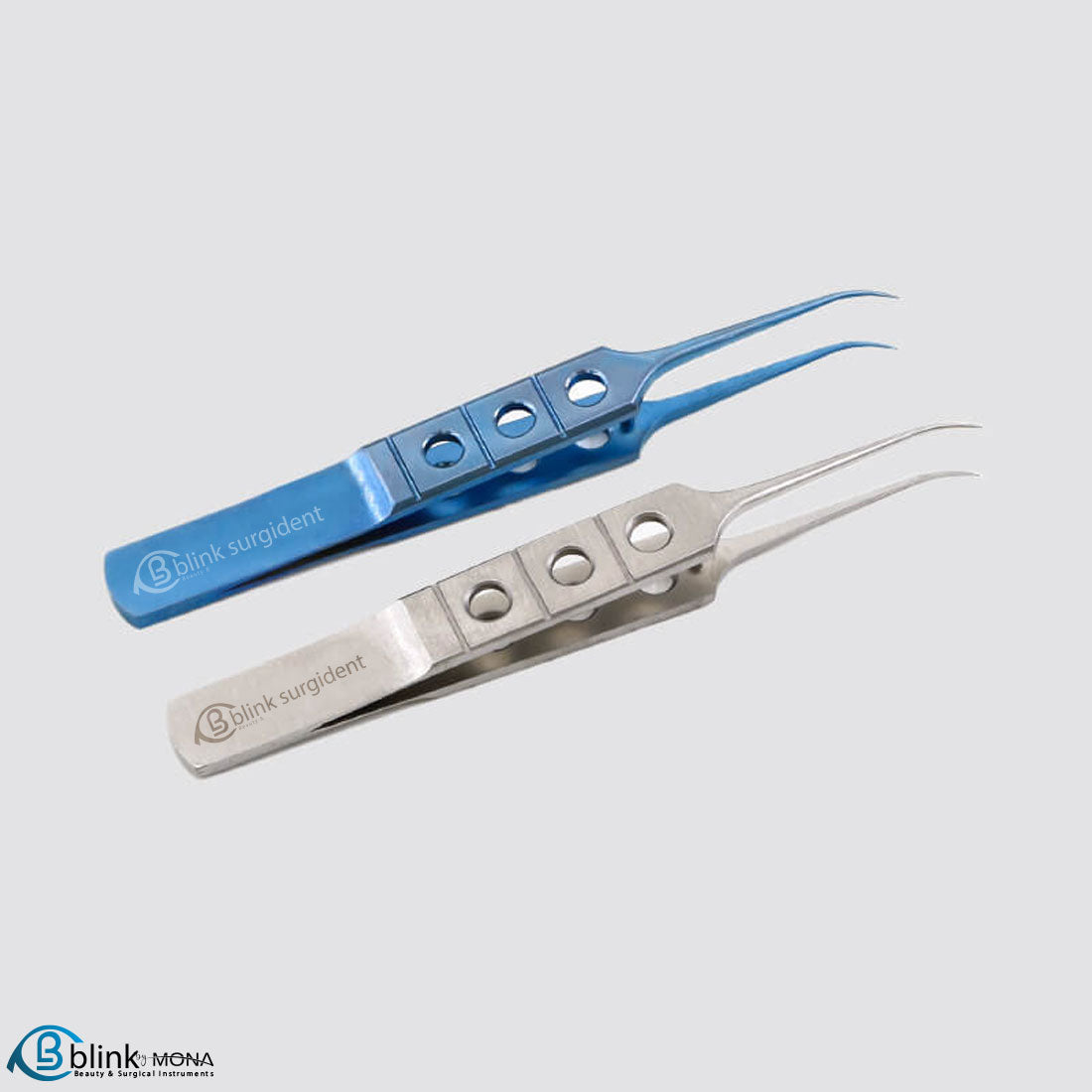 Curved Kelman Mcpherson Forceps Toothed Ophthalmic Instrument with Three-hole