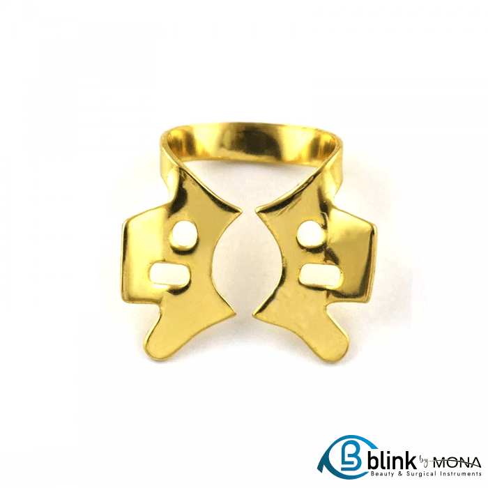 4Pcs Dental Rubber Dam Clamps Winged Gold Coated